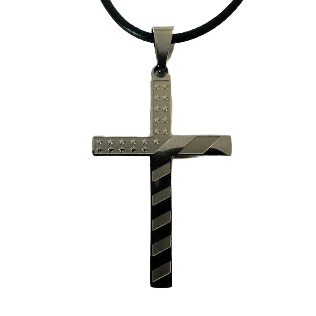 USA Flag Stainless Cross Necklace