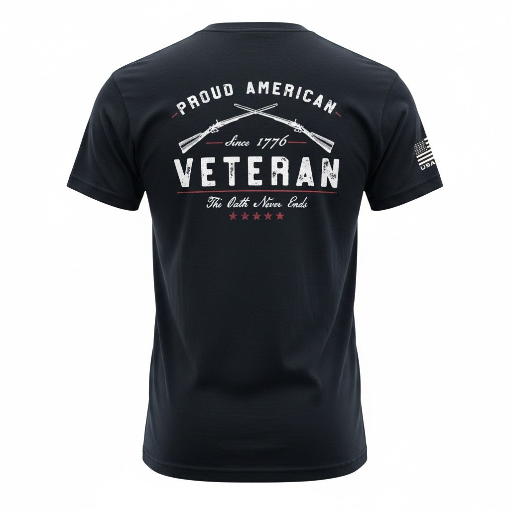Proud American Veteran The Oath Never Ends - by Shield Republic